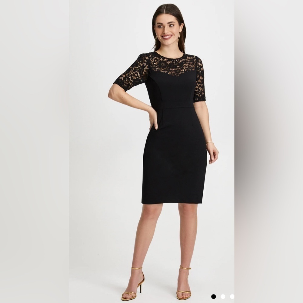 Laura Petites Black Lace Illusion Dress Size 8 NWT